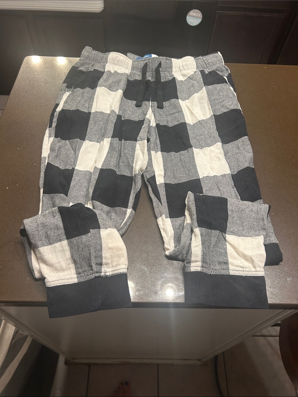 Old Navy Black and Cream Buffalo Plaid Kids Pajama Bottoms